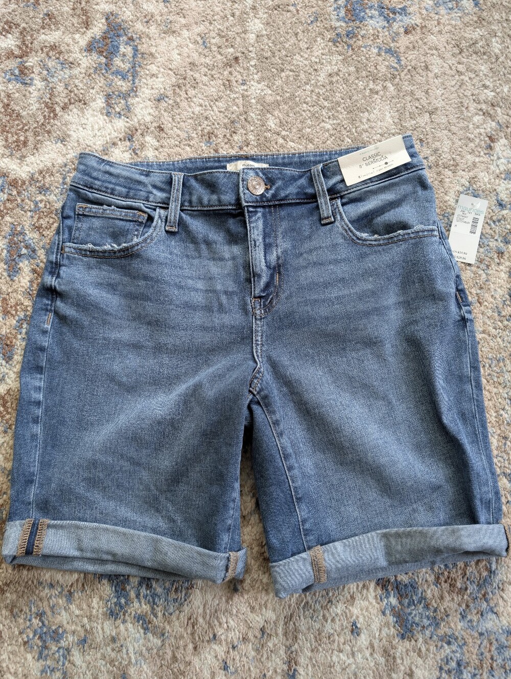Maurice's Classic Mid Rise 8" Bermuda Jean Shorts, Size 8 NEW